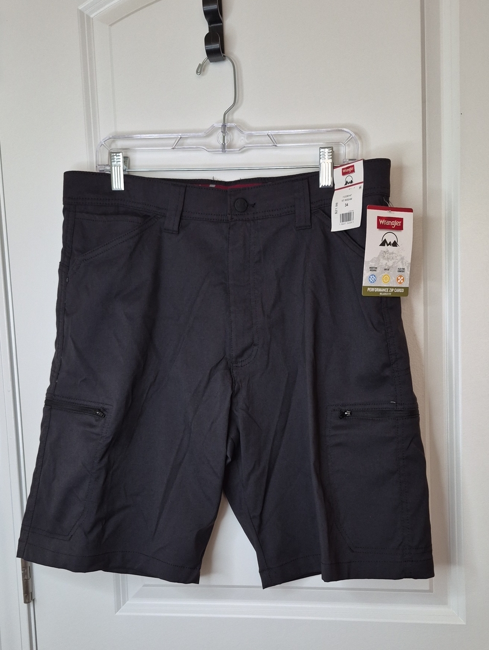 Wrangler Men's Charcoal Cargo Shorts - Dark Gray Size 34